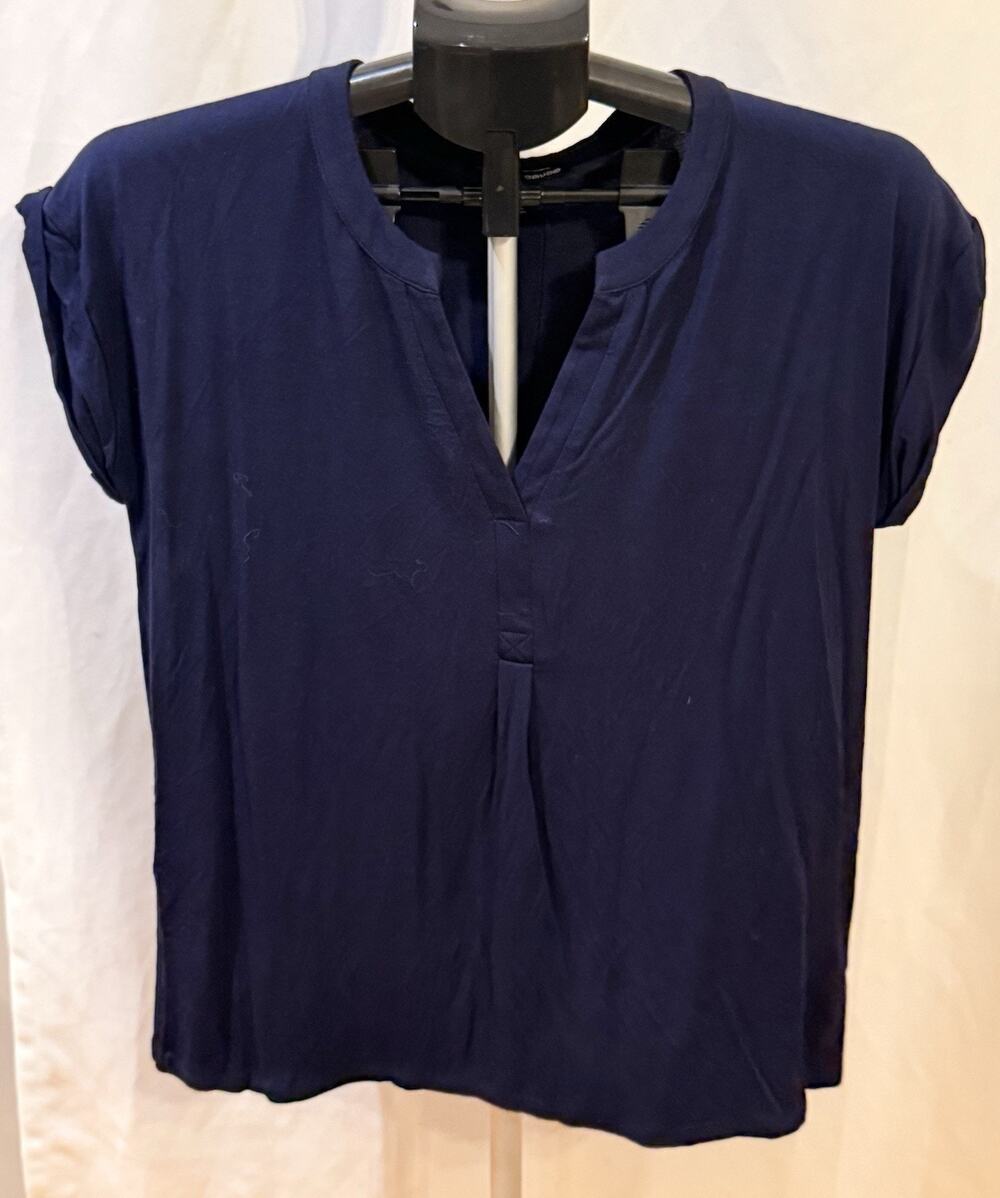 Cable & Gauge Blue Short Sleeve Blouse size L
